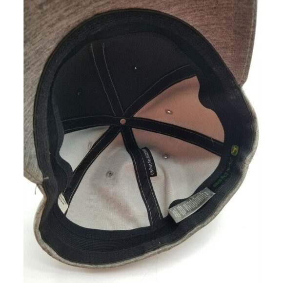 John Deere Official Licensed Brand Black Gray Colorblock Stretch Fitted Hat OSFA - Picture 7 of 9